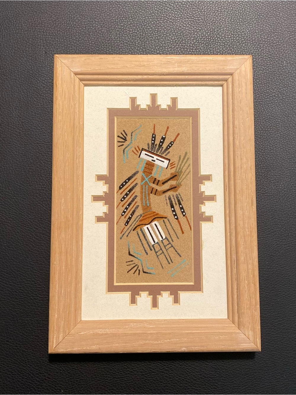 Vintage Navajo Sand Painting Yei Figure - Framed Southwest Art